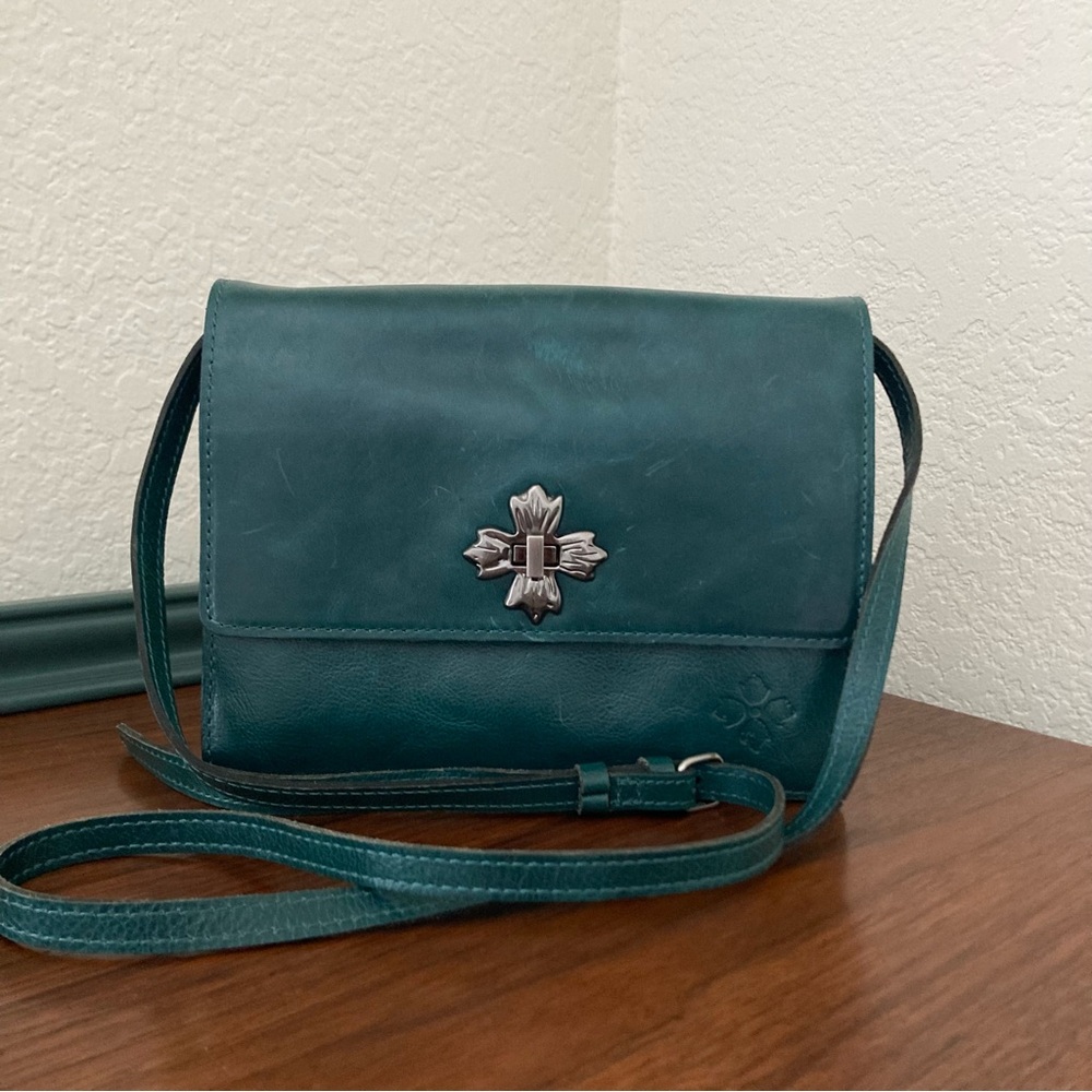 Patricia Nash Consilina Leather Crossbody Blue Coral